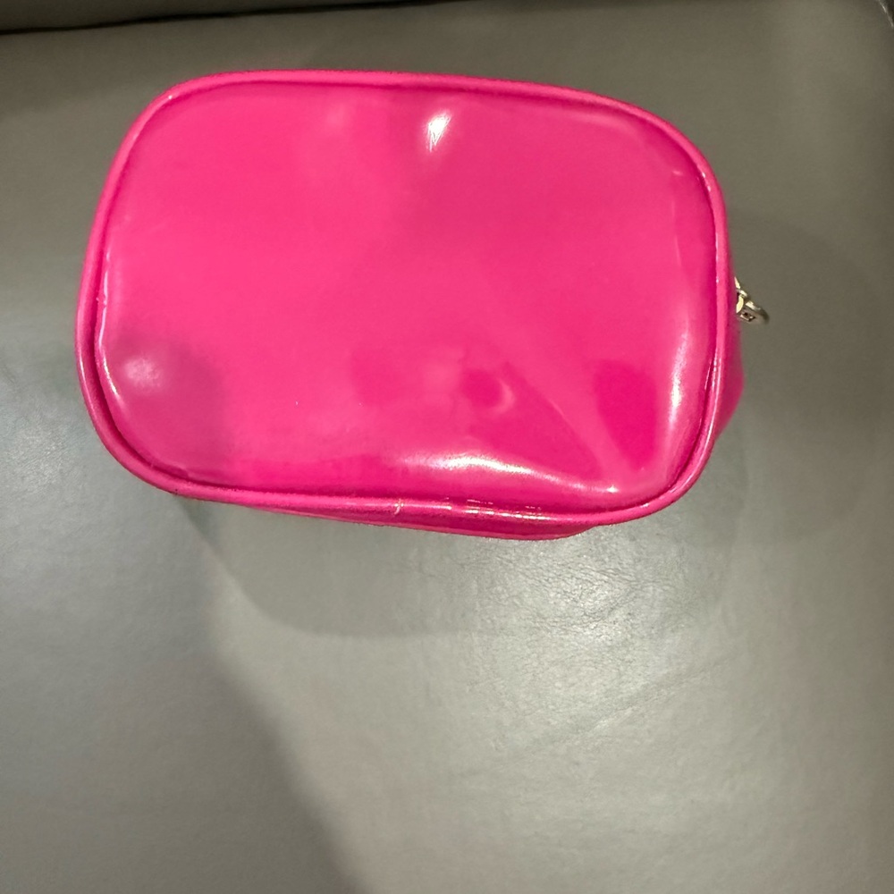 Tory Burch Neon Pink Patent Logo Cosmetic Case - Picture 3 of 3